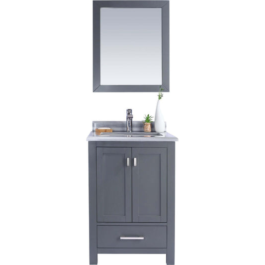 Wilson 24" Grey Bathroom Vanity with White Stripes Marble Countertop - 313ANG-24G-WS