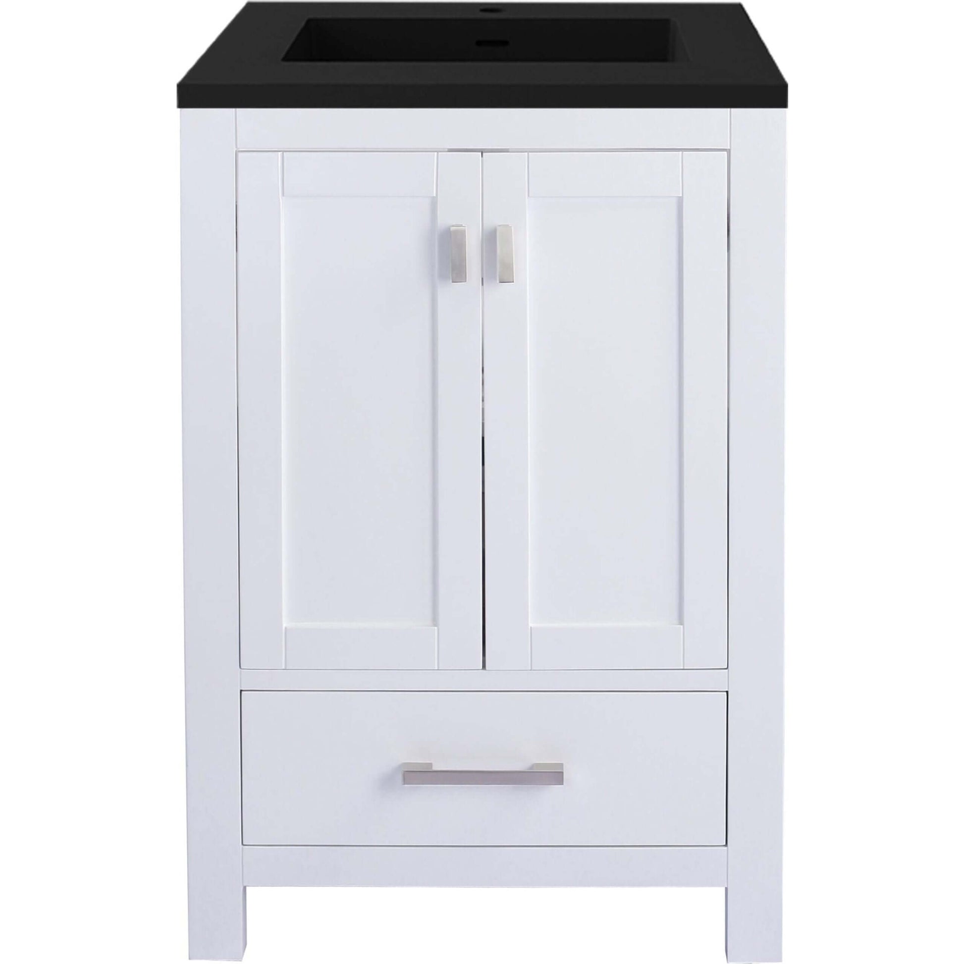 Wilson 24" White Bathroom Vanity with Matte Black VIVA Stone Solid Surface Countertop - 313ANG-24W-MB