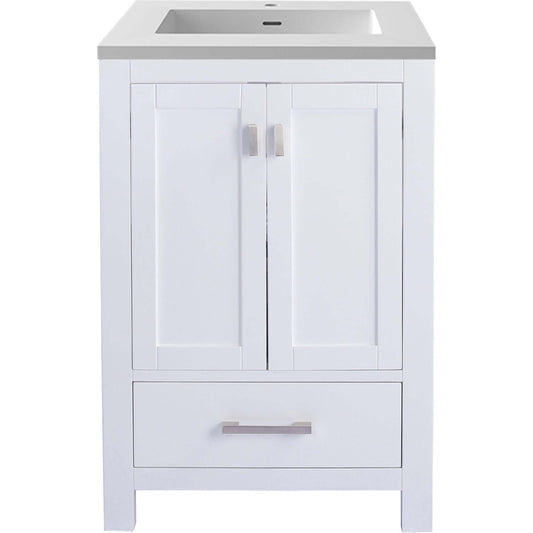 Wilson 24" White Bathroom Vanity with Matte White VIVA Stone Solid Surface Countertop - 313ANG-24W-MW