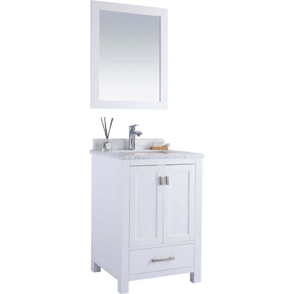 Wilson 24" White Bathroom Vanity with White Carrara Marble Countertop - 313ANG-24W-WC