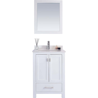 Wilson 24" White Bathroom Vanity with White Quartz Countertop - 313ANG-24W-WQ