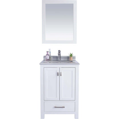 Wilson 24" White Bathroom Vanity with White Stripes Marble Countertop - 313ANG-24W-WS