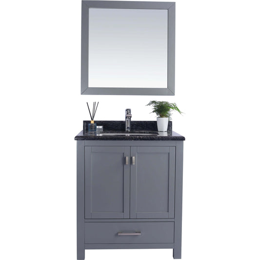 Wilson 30" Grey Bathroom Vanity with Black Wood Marble Countertop - 313ANG-30G-BW