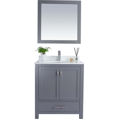 Wilson 30" Grey Bathroom Vanity with Pure White Phoenix Stone Countertop - 313ANG-30G-PW