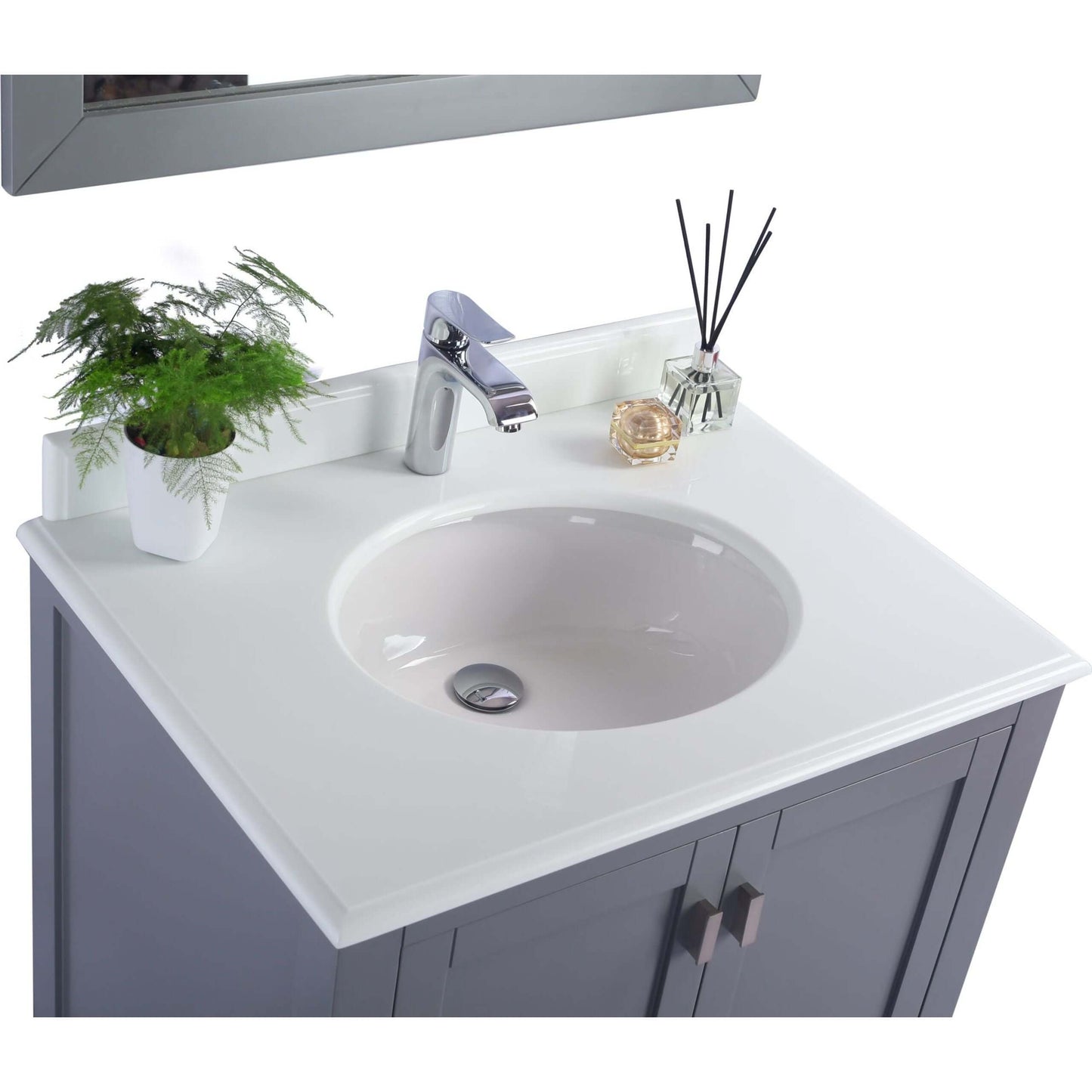 Wilson 30" Grey Bathroom Vanity with Pure White Phoenix Stone Countertop - 313ANG-30G-PW