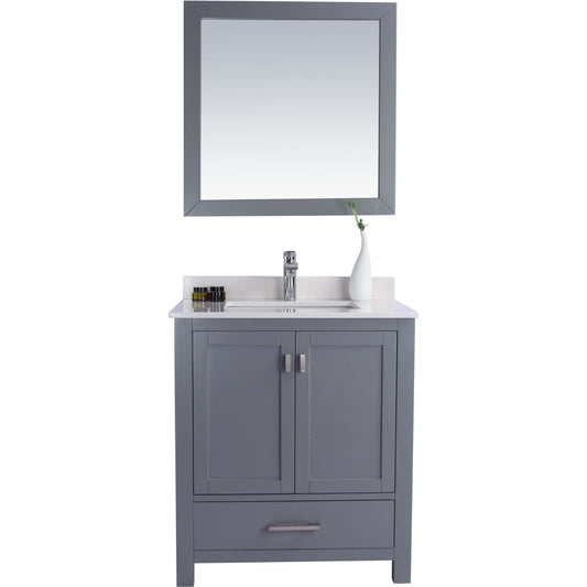 Wilson 30" Grey Bathroom Vanity with White Quartz Countertop - 313ANG-30G-WQ