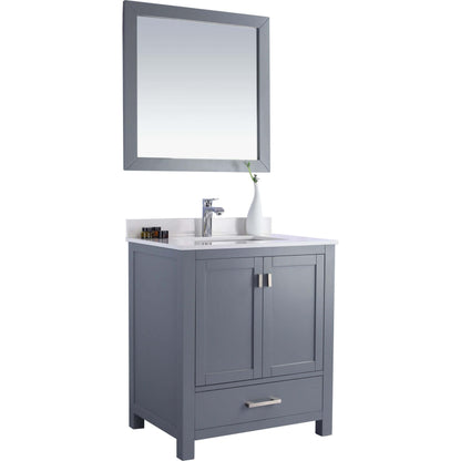 Wilson 30" Grey Bathroom Vanity with White Quartz Countertop - 313ANG-30G-WQ