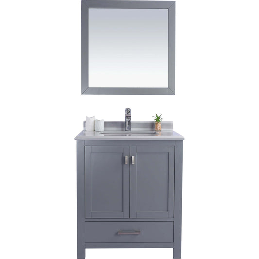 Wilson 30" Grey Bathroom Vanity with White Stripes Marble Countertop - 313ANG-30G-WS