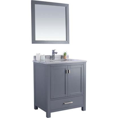 Wilson 30" Grey Bathroom Vanity with White Stripes Marble Countertop - 313ANG-30G-WS