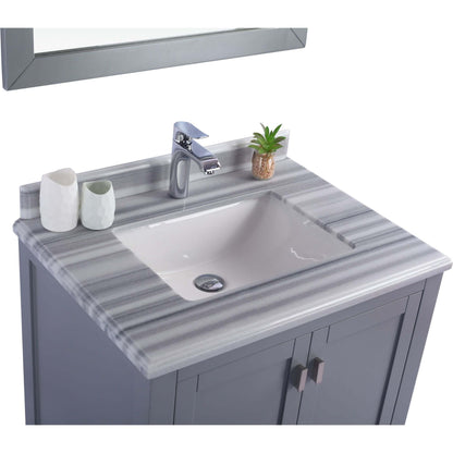 Wilson 30" Grey Bathroom Vanity with White Stripes Marble Countertop - 313ANG-30G-WS