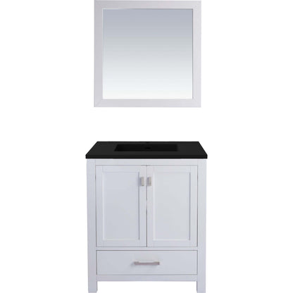 Wilson 30" White Bathroom Vanity with Matte Black VIVA Stone Solid Surface Countertop - 313ANG-30W-MB