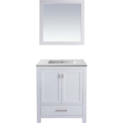 Wilson 30" White Bathroom Vanity with Matte White VIVA Stone Solid Surface Countertop - 313ANG-30W-MW