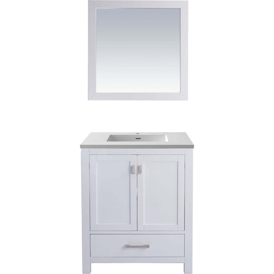 Wilson 30" White Bathroom Vanity with Matte White VIVA Stone Solid Surface Countertop - 313ANG-30W-MW