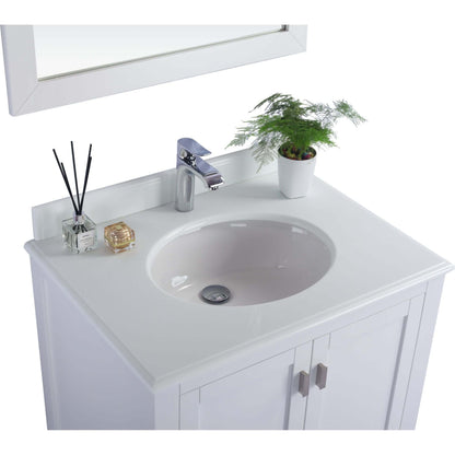 Wilson 30" White Bathroom Vanity with Pure White Phoenix Stone Countertop - 313ANG-30W-PW