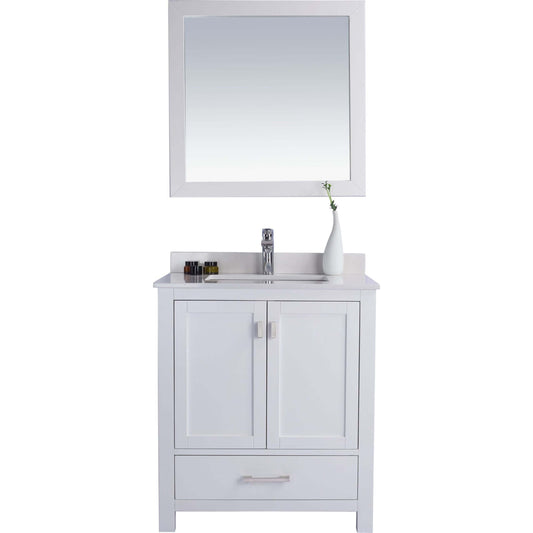 Wilson 30" White Bathroom Vanity with White Quartz Countertop - 313ANG-30W-WQ