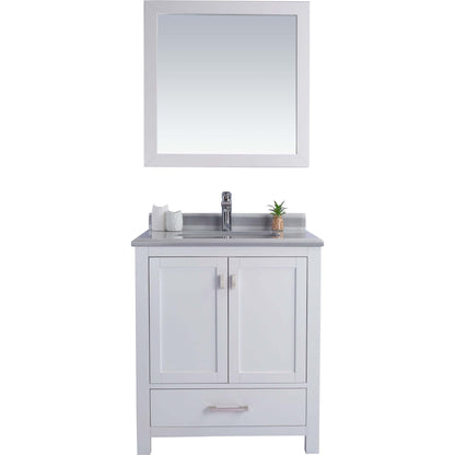 Wilson 30" White Bathroom Vanity with White Stripes Marble Countertop - 313ANG-30W-WS