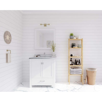 Wilson 30" White Bathroom Vanity with White Stripes Marble Countertop - 313ANG-30W-WS