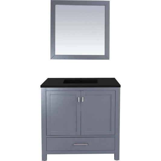 Wilson 36" Grey Bathroom Vanity with Matte Black VIVA Stone Solid Surface Countertop - 313ANG-36G-MB