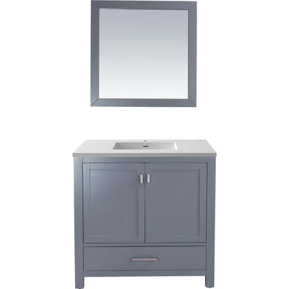 Wilson 36" Grey Bathroom Vanity with Matte White VIVA Stone Solid Surface Countertop - 313ANG-36G-MW