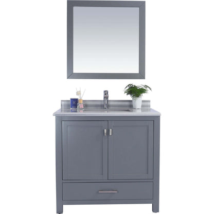 Wilson 36" Grey Bathroom Vanity with White Stripes Marble Countertop - 313ANG-36G-WS