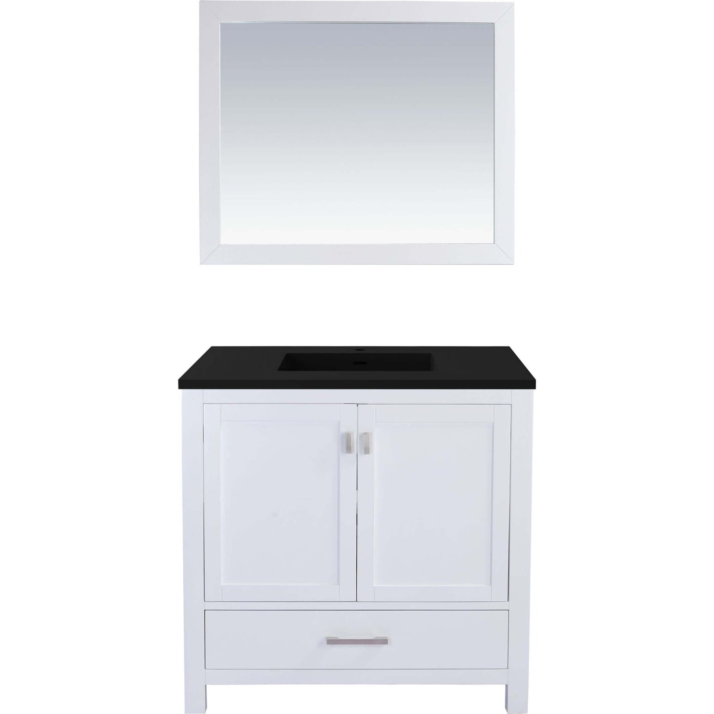 Wilson 36" White Bathroom Vanity with Matte Black VIVA Stone Solid Surface Countertop - 313ANG-36W-MB