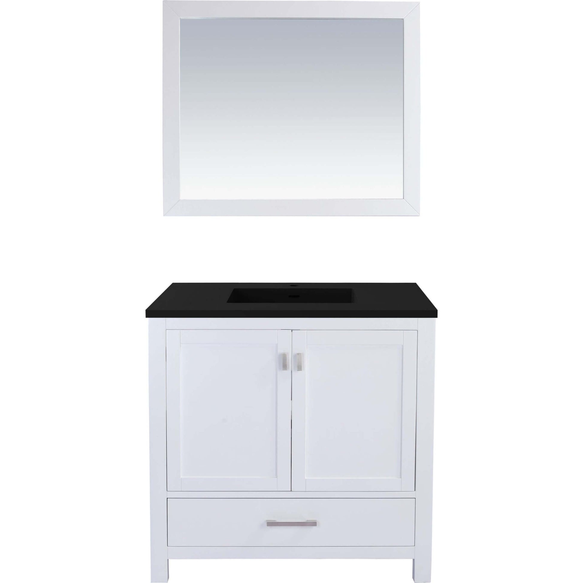 Wilson 36" White Bathroom Vanity with Matte Black VIVA Stone Solid Surface Countertop - 313ANG-36W-MB