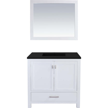 Wilson 36" White Bathroom Vanity with Matte Black VIVA Stone Solid Surface Countertop - 313ANG-36W-MB