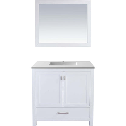 Wilson 36" White Bathroom Vanity with Matte White VIVA Stone Solid Surface Countertop - 313ANG-36W-MW