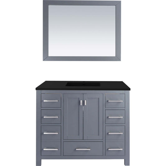 Wilson 42" Grey Bathroom Vanity with Matte Black VIVA Stone Solid Surface Countertop - 313ANG-42G-MB