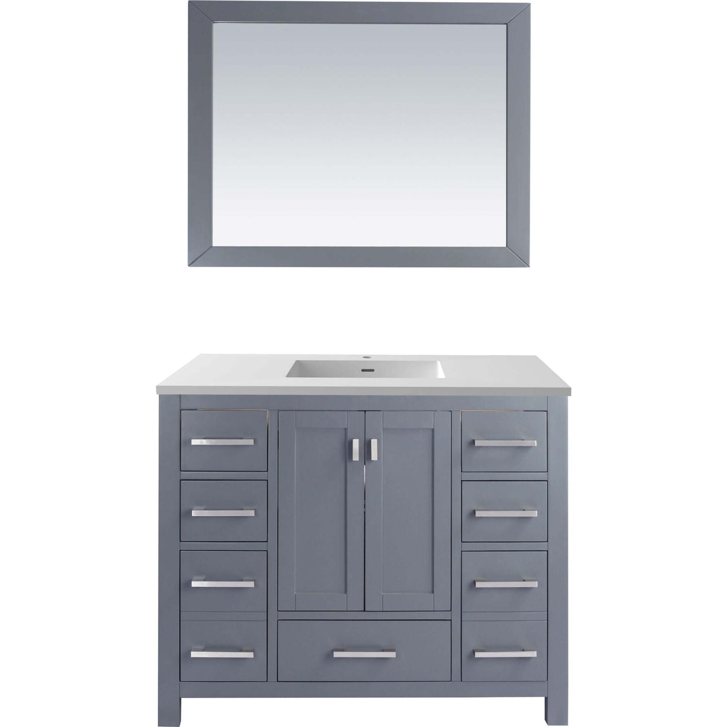 Wilson 42" Grey Bathroom Vanity with Matte White VIVA Stone Solid Surface Countertop - 313ANG-42G-MW