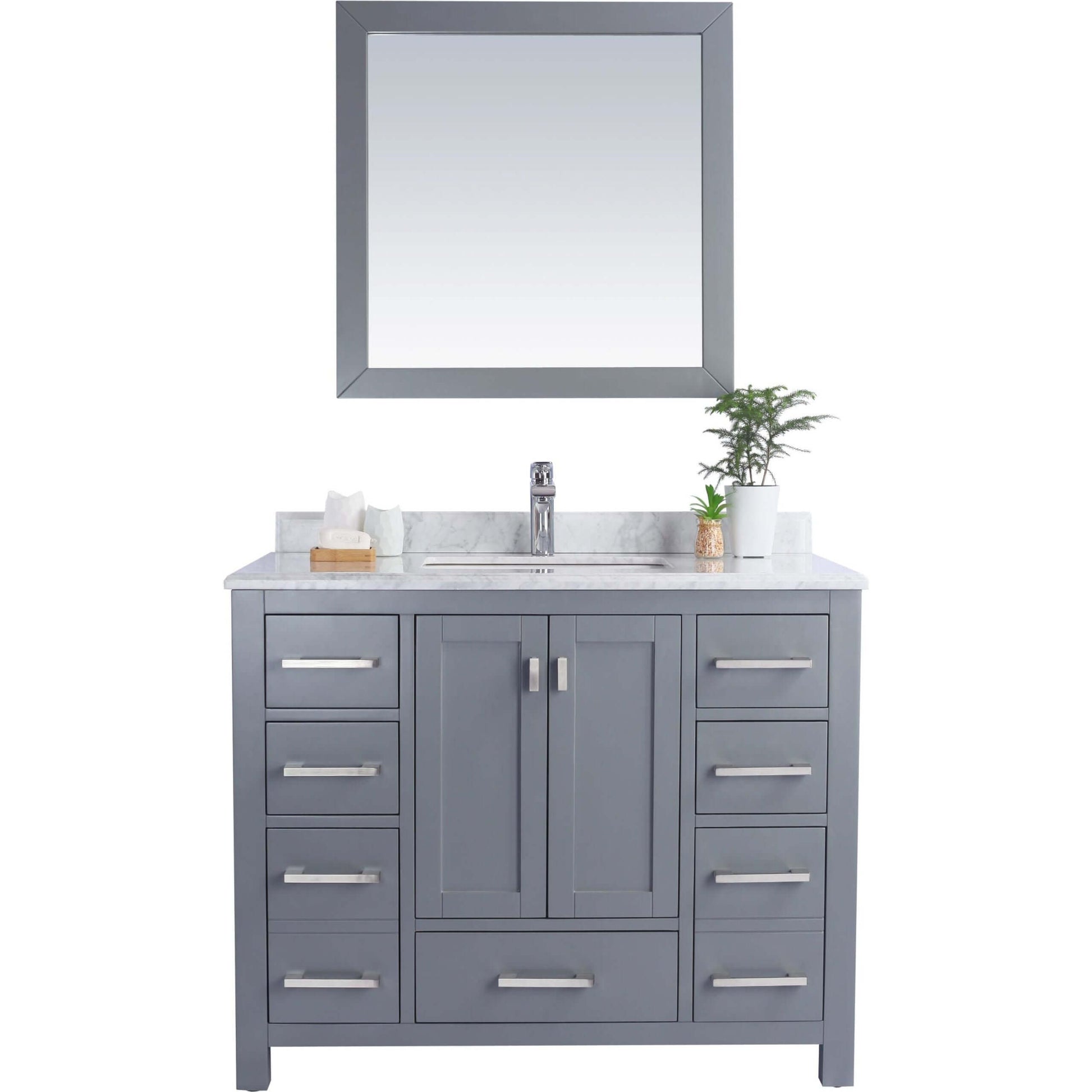 Wilson 42" Grey Bathroom Vanity with White Carrara Marble Countertop - 313ANG-42G-WC