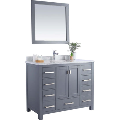 Wilson 42" Grey Bathroom Vanity with White Carrara Marble Countertop - 313ANG-42G-WC