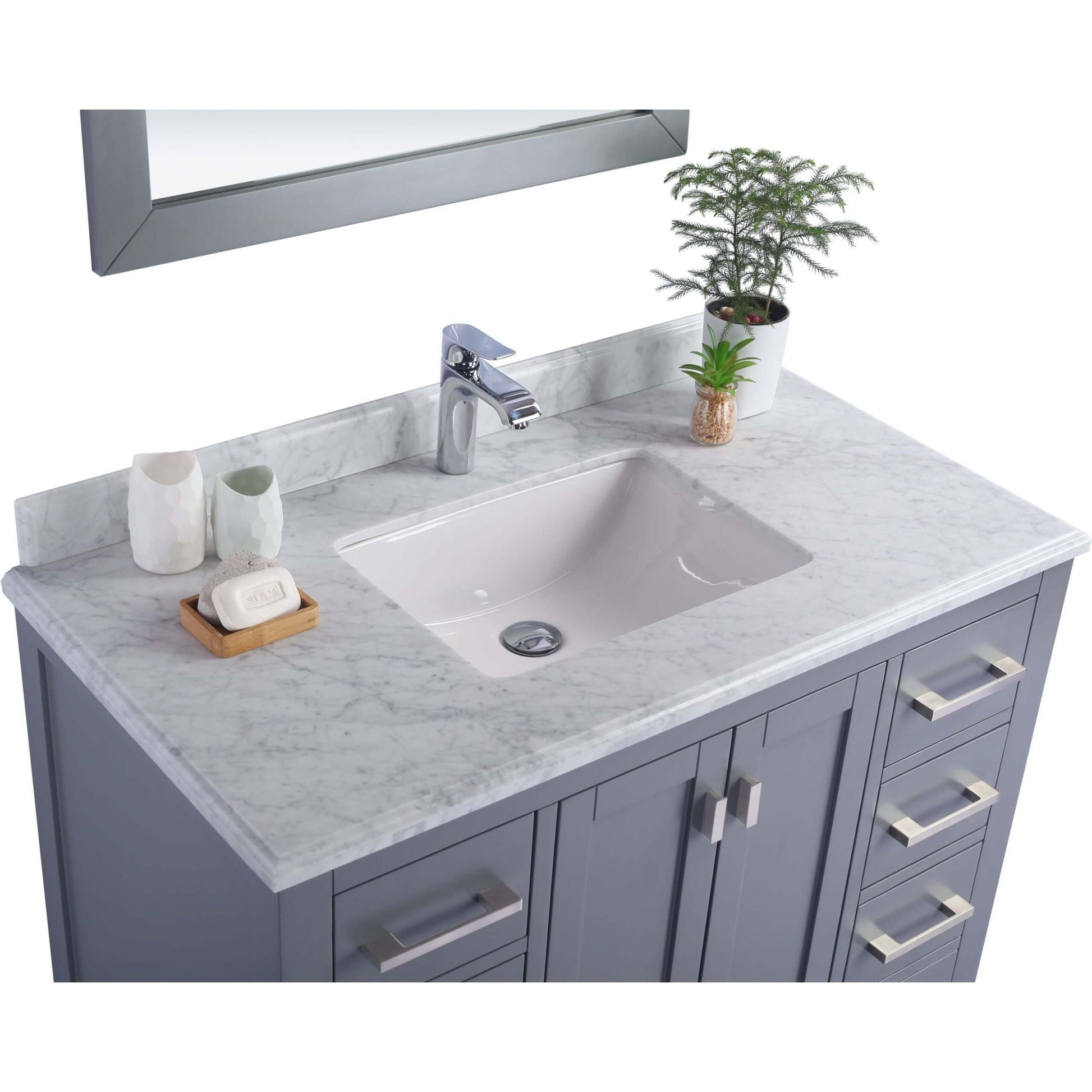 Wilson 42" Grey Bathroom Vanity with White Carrara Marble Countertop - 313ANG-42G-WC