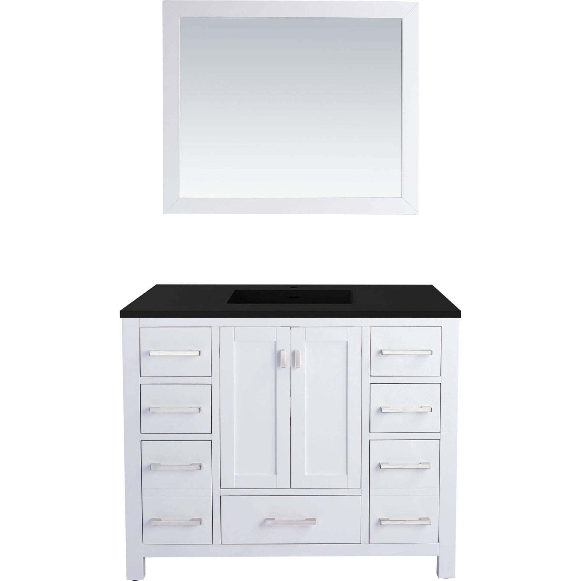 Wilson 42" White Bathroom Vanity with Matte Black VIVA Stone Solid Surface Countertop - 313ANG-42W-MB