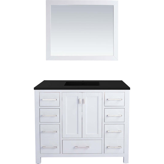 Wilson 42" White Bathroom Vanity with Matte Black VIVA Stone Solid Surface Countertop - 313ANG-42W-MB