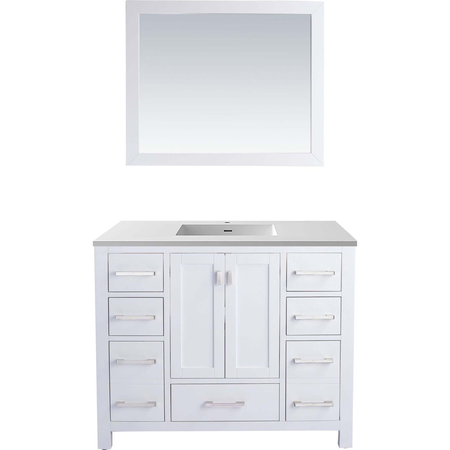 Wilson 42" White Bathroom Vanity with Matte White VIVA Stone Solid Surface Countertop - 313ANG-42W-MW