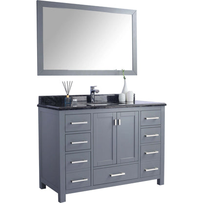 Wilson 48" Grey Bathroom Vanity with Black Wood Marble Countertop - 313ANG-48G-BW