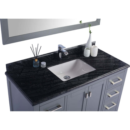 Wilson 48" Grey Bathroom Vanity with Black Wood Marble Countertop - 313ANG-48G-BW