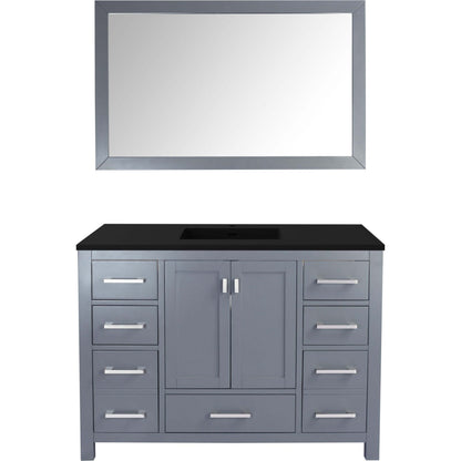 Wilson 48" Grey Bathroom Vanity with Matte Black VIVA Stone Solid Surface Countertop - 313ANG-48G-MB