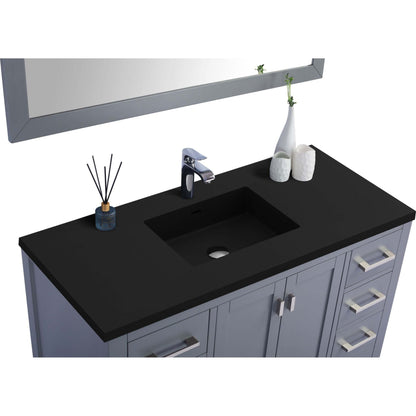 Wilson 48" Grey Bathroom Vanity with Matte Black VIVA Stone Solid Surface Countertop - 313ANG-48G-MB