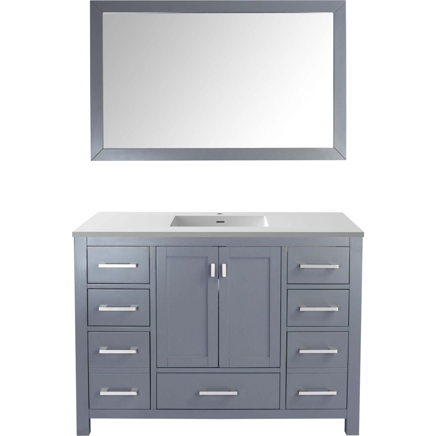 Wilson 48" Grey Bathroom Vanity with Matte White VIVA Stone Solid Surface Countertop - 313ANG-48G-MW