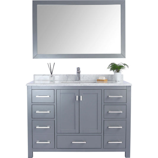 Wilson 48" Grey Bathroom Vanity with White Carrara Marble Countertop - 313ANG-48G-WC