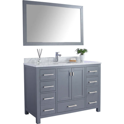 Wilson 48" Grey Bathroom Vanity with White Carrara Marble Countertop - 313ANG-48G-WC