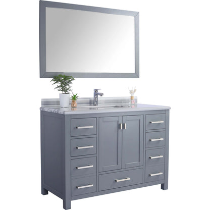 Wilson 48" Grey Bathroom Vanity with White Stripes Marble Countertop - 313ANG-48G-WS