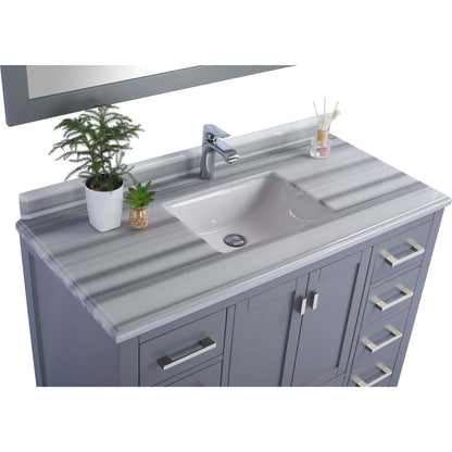 Wilson 48" Grey Bathroom Vanity with White Stripes Marble Countertop - 313ANG-48G-WS