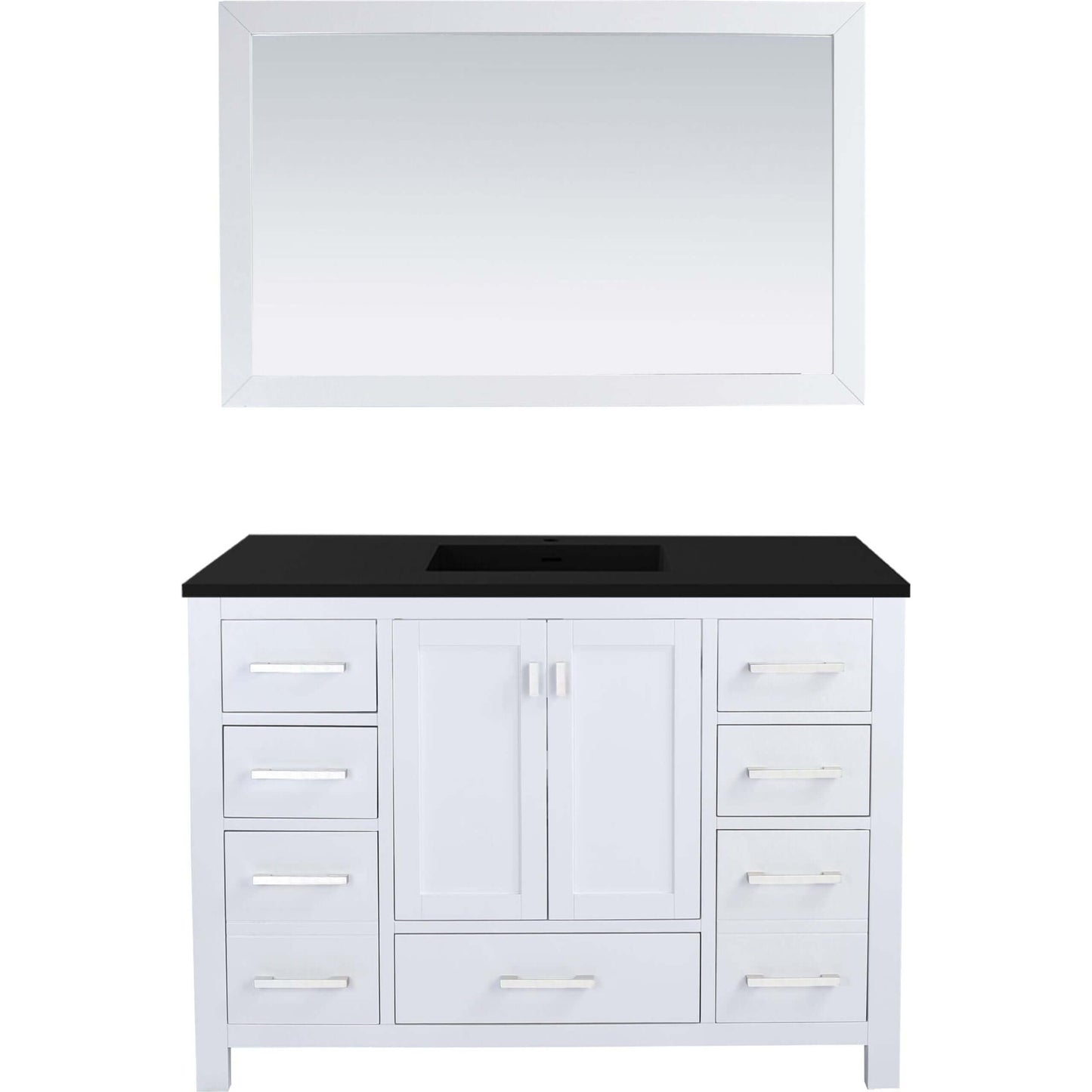 Wilson 48" White Bathroom Vanity with Matte Black VIVA Stone Solid Surface Countertop - 313ANG-48W-MB