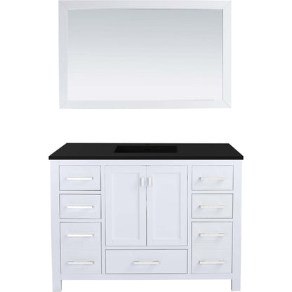 Wilson 48" White Bathroom Vanity with Matte Black VIVA Stone Solid Surface Countertop - 313ANG-48W-MB