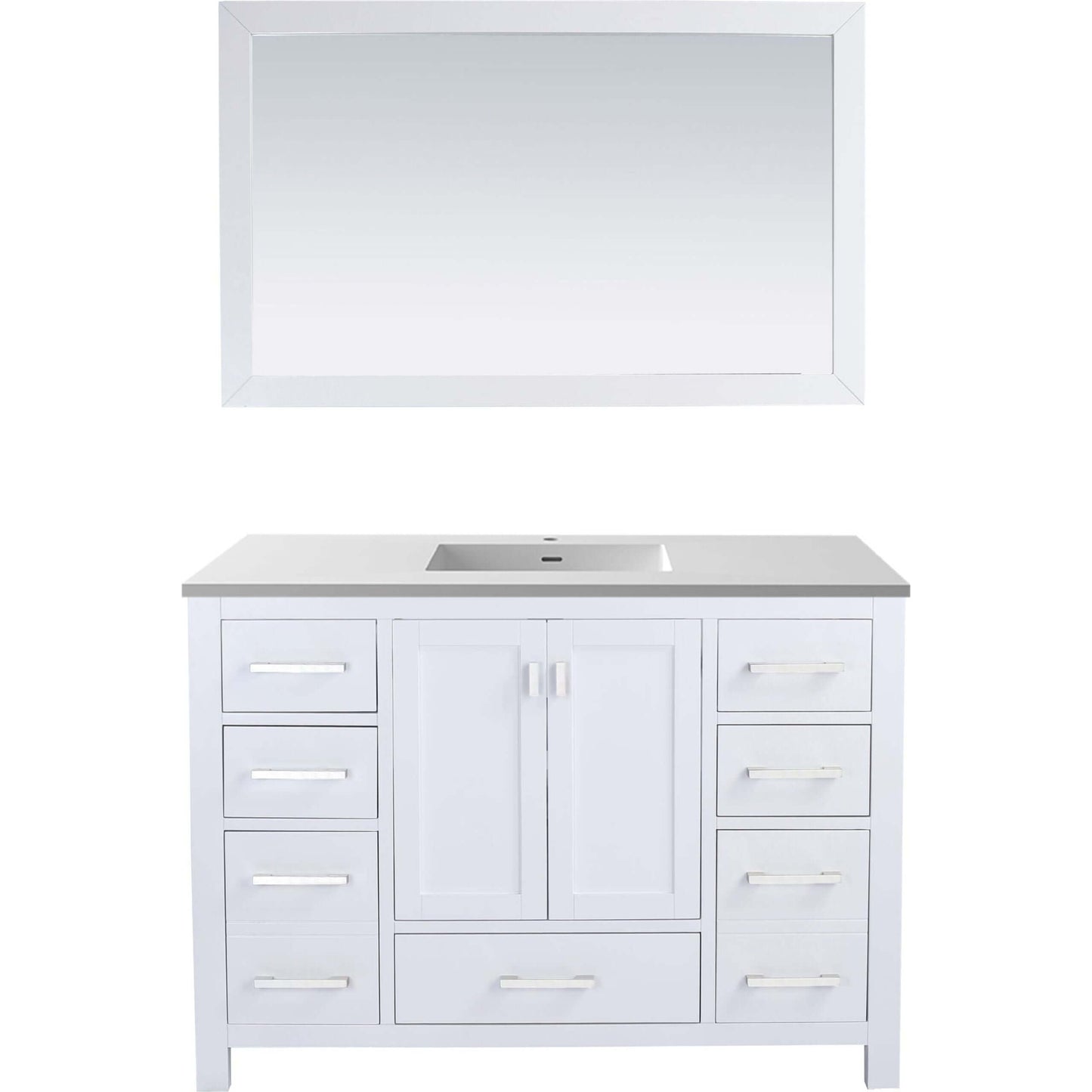 Wilson 48" White Bathroom Vanity with Matte White VIVA Stone Solid Surface Countertop - 313ANG-48W-MW