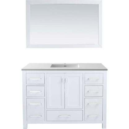 Wilson 48" White Bathroom Vanity with Matte White VIVA Stone Solid Surface Countertop - 313ANG-48W-MW