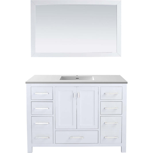 Wilson 48" White Bathroom Vanity with Matte White VIVA Stone Solid Surface Countertop - 313ANG-48W-MW